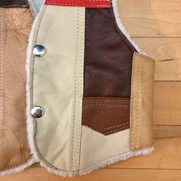 Toddler Patchwork Leather Sherpa Vest - Picture 3 of 6